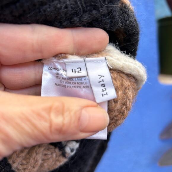 Balenciaga Paris Chunky Knit Lambswool Blend Striped Peplum Cardigan Sweater - Picture 4 of 8